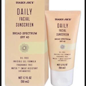 (2) Trader Joe’s daily facial sunscreen spf 40 invisible gel formula